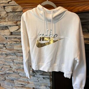 Nike White and Gold Cowl Neck Sweater